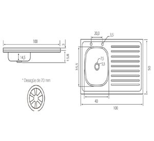Lavaplatos sobreponer izquierda 100 cm Briggs