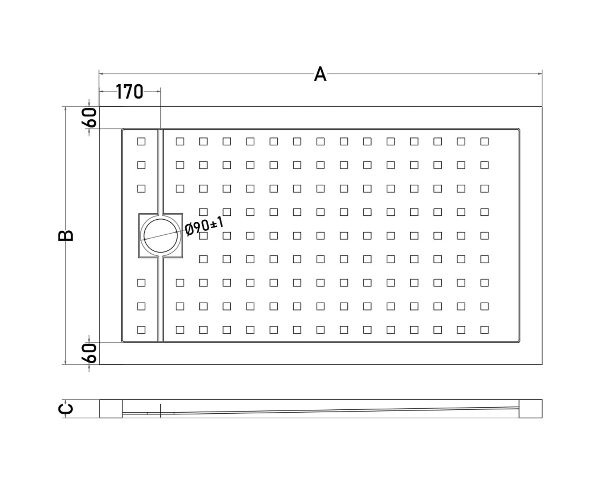 Receptáculo Ducha Tebisa 70x140 cm