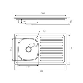 Lavaplatos empotrado izquierda 100 cm plateado Briggs
