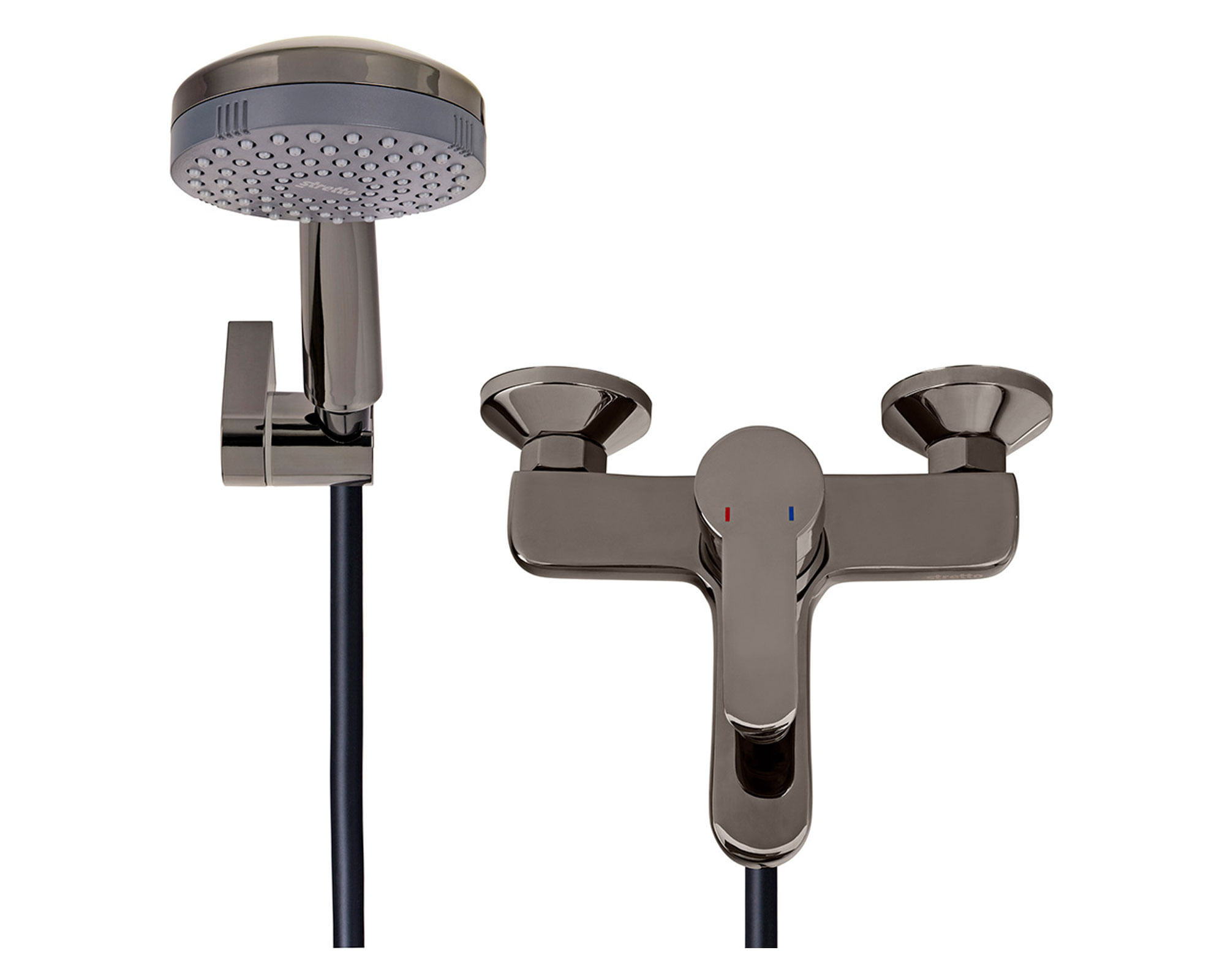 Combinación Tina Ducha Arona Negro Stretto