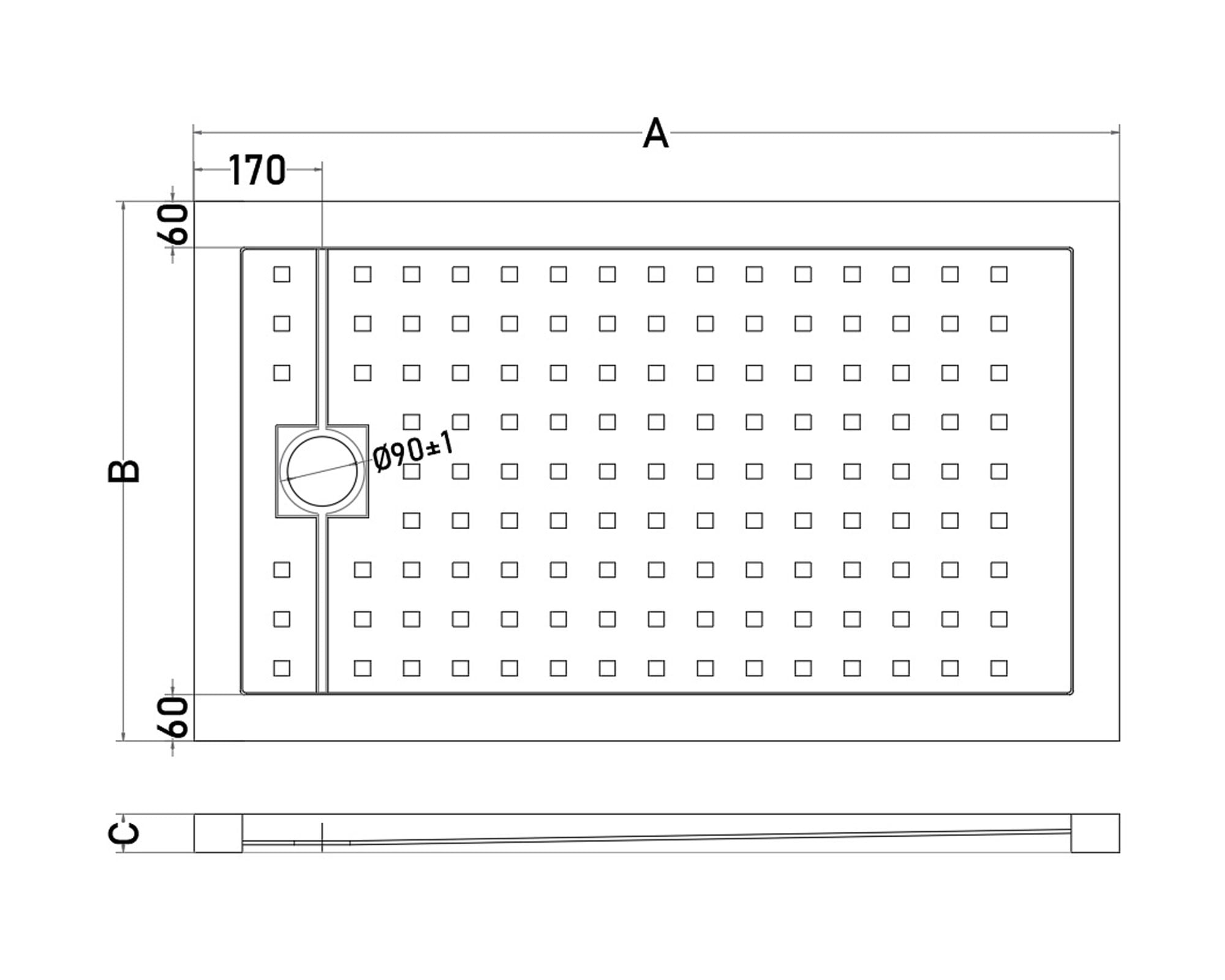 Receptáculo Ducha Tebisa 70x160 cm