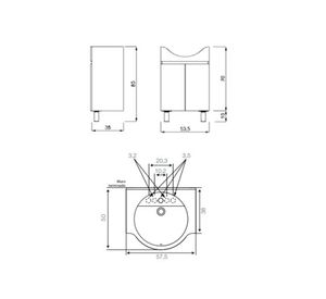 Mueble vanitorio 53.5 cm 2 puertas Parma 56 blanco Briggs