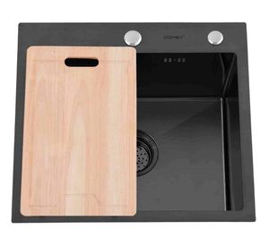 Lavaplato 46 cm sobreponer negro