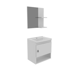 Mueble vanitorio aéreo 49 cm + espejo BN blanco