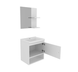 Mueble vanitorio aéreo 49 cm + espejo BN blanco