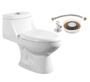 WC one piece piso 30.5 cm blanco + set llave angular New Monza