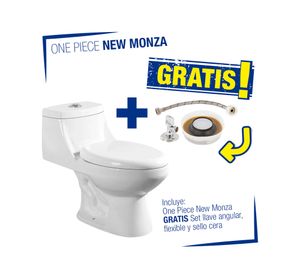 WC one piece piso 30.5 cm blanco + set llave angular New Monza