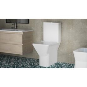 WC one piece piso 30 cm Botón Dual cierre suave Berlín blanco