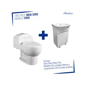 WC One Piece a piso 30.5 cm New Ciro + mueble Ciro blanco
