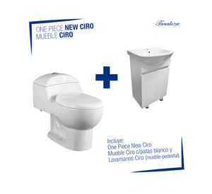 WC One Piece a piso 30.5 cm New Ciro + mueble Ciro blanco