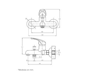 Monomando tina ducha Eko negro mate