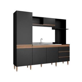 Kit cocina 5 puertas Vitoria negro/avellana