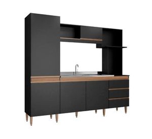 Kit cocina 5 puertas Vitoria negro/avellana