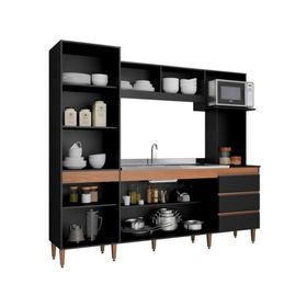 Kit cocina 5 puertas Vitoria negro/avellana