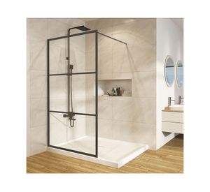 Mampara fija Serigifrada perfil negro matte 190x100x3.5 cm