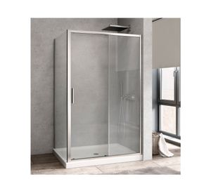 Mampara corredera esquina perfil cromado 190x110x80 cm