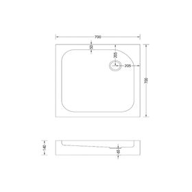 Receptáculo ducha cuadrado RECEP-1 14x70x70 cm