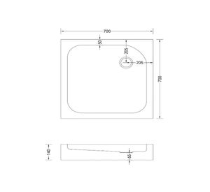 Receptáculo ducha cuadrado RECEP-1 14x70x70 cm