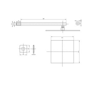 Plato ducha Lluvia cuadrado con brazo