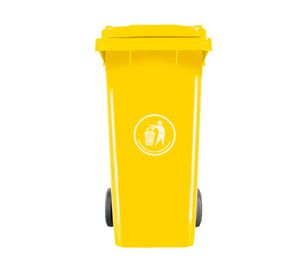 Basurero cuadrado amarillo 120 lt