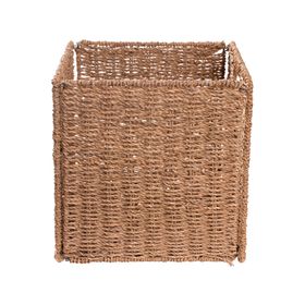Canasto plegable con asas alto natural 30x30x30 cm