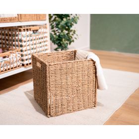 Canasto plegable con asas alto natural 30x30x30 cm