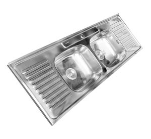 Lavaplatos doble sobreponer IDP15050 plateado 150x50x16 cm