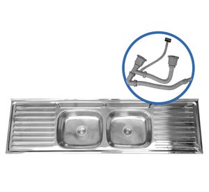 Lavaplatos doble sobreponer 18050 plateado 180x50x16 cm