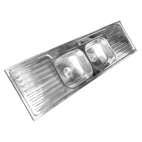 Lavaplatos doble sobreponer 18050 plateado 180x50x16 cm