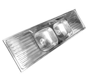 Lavaplatos doble sobreponer 18050 plateado 180x50x16 cm