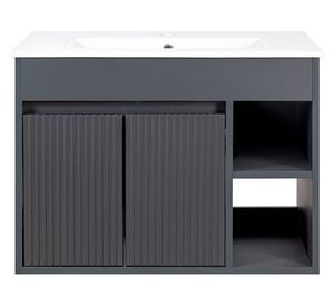 Mueble vanitorio Lille dark grey texturado + cubierta 60x46 cm