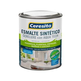Esmalte sintético 1/4 galón Cereluxe Aqua Tech negro brillante Ceresita