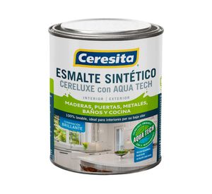 Esmalte sintético 1/4 galón Cereluxe Aqua Tech negro brillante Ceresita