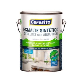 Esmalte sintético 1 galón Cereluxe Aqua Tech blanco brillante Ceresita