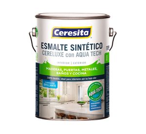 Esmalte sintético 1 galón Cereluxe Aqua Tech blanco brillante Ceresita