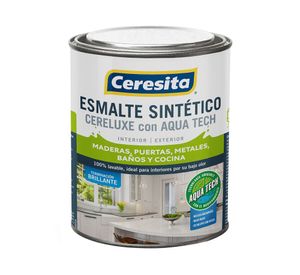 Esmalte sintético 1/4 galón Cereluxe Aqua Tech blanco brillante Ceresita