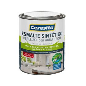 Esmalte sintético 1/4 galón Cereluxe Aqua Tech negro semi brillante Ceresita