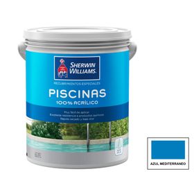 Pintura para piscina 1 galón base agua azul mediterraneo mate Sherwin-Williams