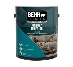 Esmalte al agua interior blanco satín Behr Premium Galón