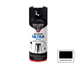 Pintura spray 340 g Ultra 5 en 1 negro brillante