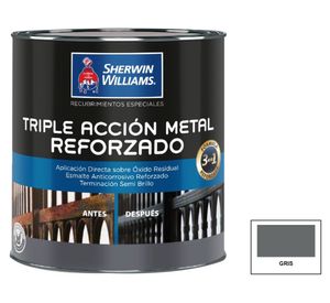 Esmalte anticorrosivo 1/4 galón Triple acción metal reforzado gris semi brillante Sherwin Williams