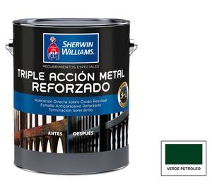 Esmalte anticorrosivo 1 galón Triple acción metal reforzado verde petróleo semi brillante Sherwin Williams