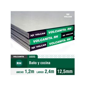 Plancha yeso cartón 12,5x1200x2400 mm RH BR verdem Volcán
