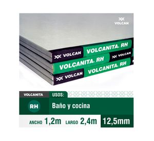 Plancha yeso cartón 12,5x1200x2400 mm RH BR verdem Volcán
