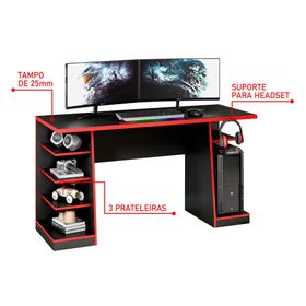 Escritorio gamer Tetris negro/rojo Home Mobili