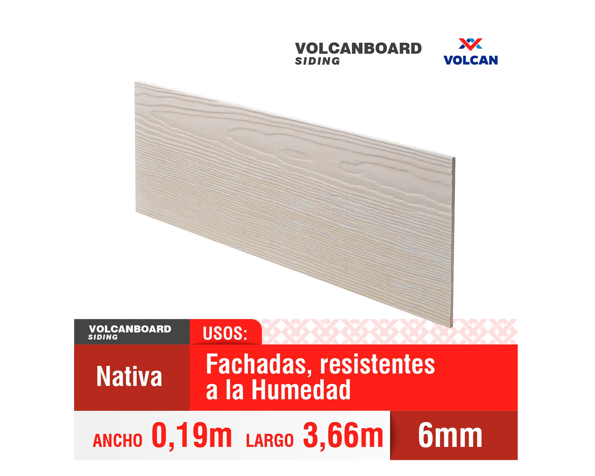 Volcanboard 6x190x3660 mm Siding Volcán | Easy.cl