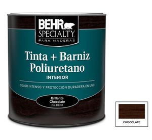 Barniz al agua 1/4 galón chocolate brillo Behr