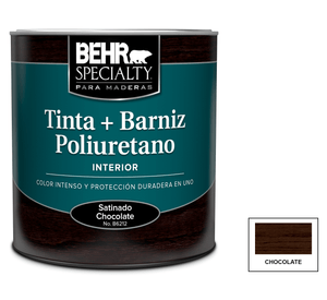 Barniz al agua 1/4 galón chocolate brillo Behr