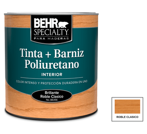 Barniz al agua 1/4 galón roble clásico brillo Behr