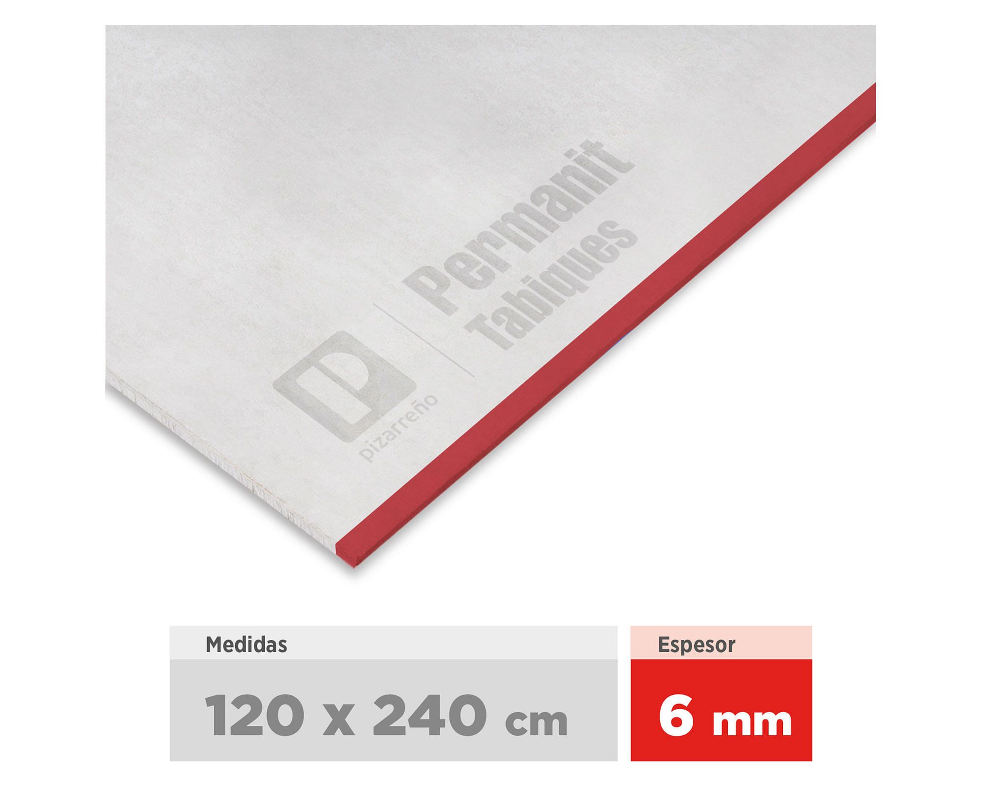 Plancha fibrocemento 6x1200x2400 mm Permanit tabiques Pizarreños